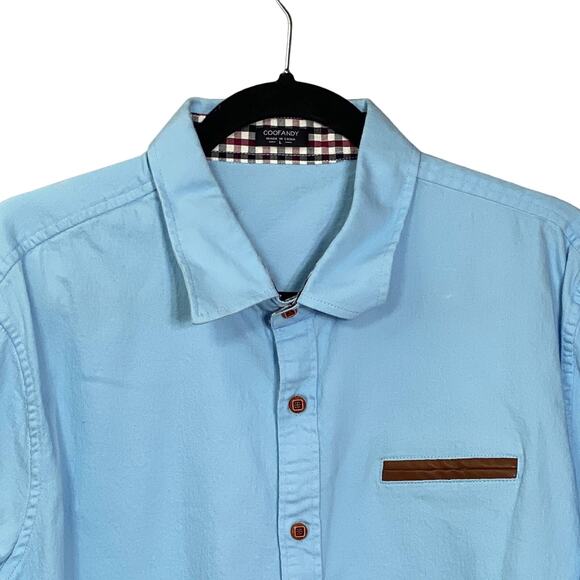 Coofandy Men's Light Blue Casual Button-Down Shirt Size L - Picture 3 of 8